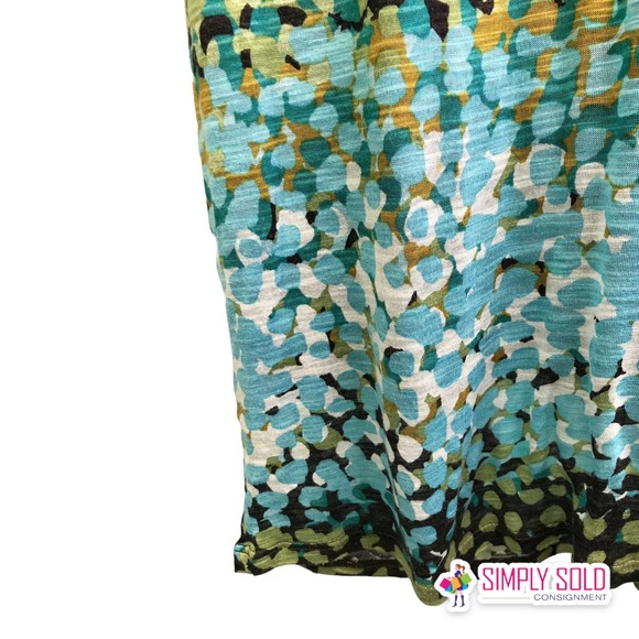 Papillon Blanc Women's A-Line Dress Long Sleeve V-Neck Blue Green Colorblock M - Picture 7 of 10